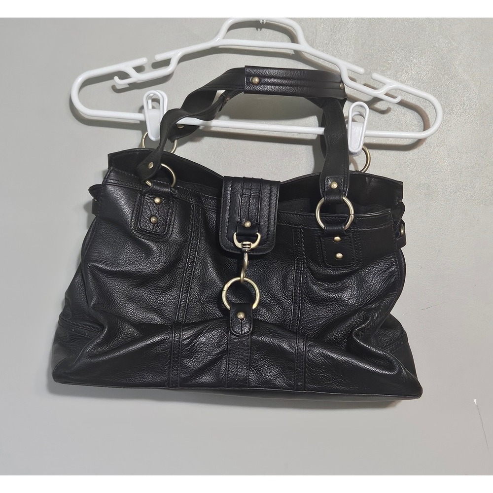 Banana Republic Black Pebbled Leather Shoulder Bag Tote Purse